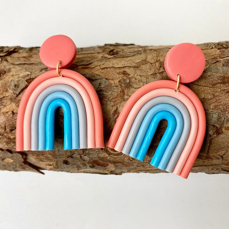 Soft Clay Rainbow Earrings