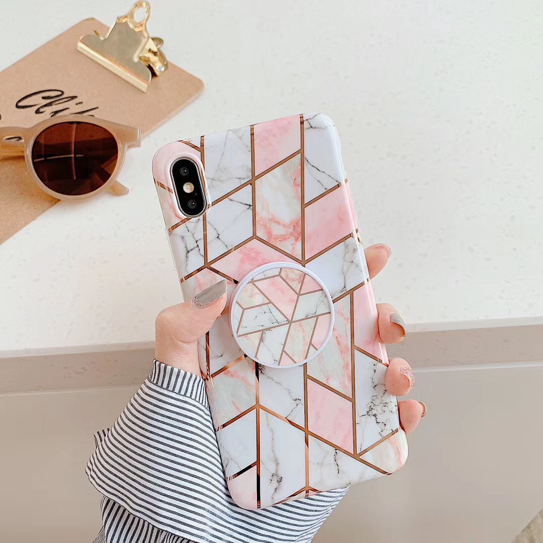 Geometric Mosaic Marble Folding Stand Phone Case - iPhone 6 - 12 Pro Max