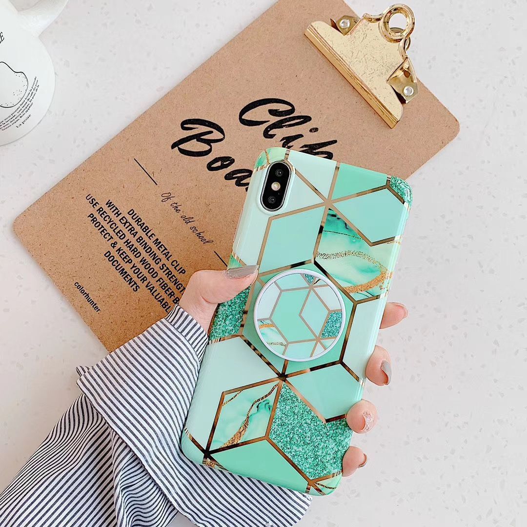 Geometric Mosaic Marble Folding Stand Phone Case - iPhone 6 - 12 Pro Max