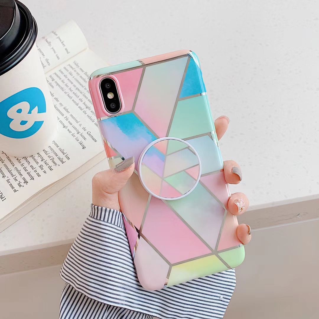 Geometric Mosaic Marble Folding Stand Phone Case - iPhone 6 - 12 Pro Max
