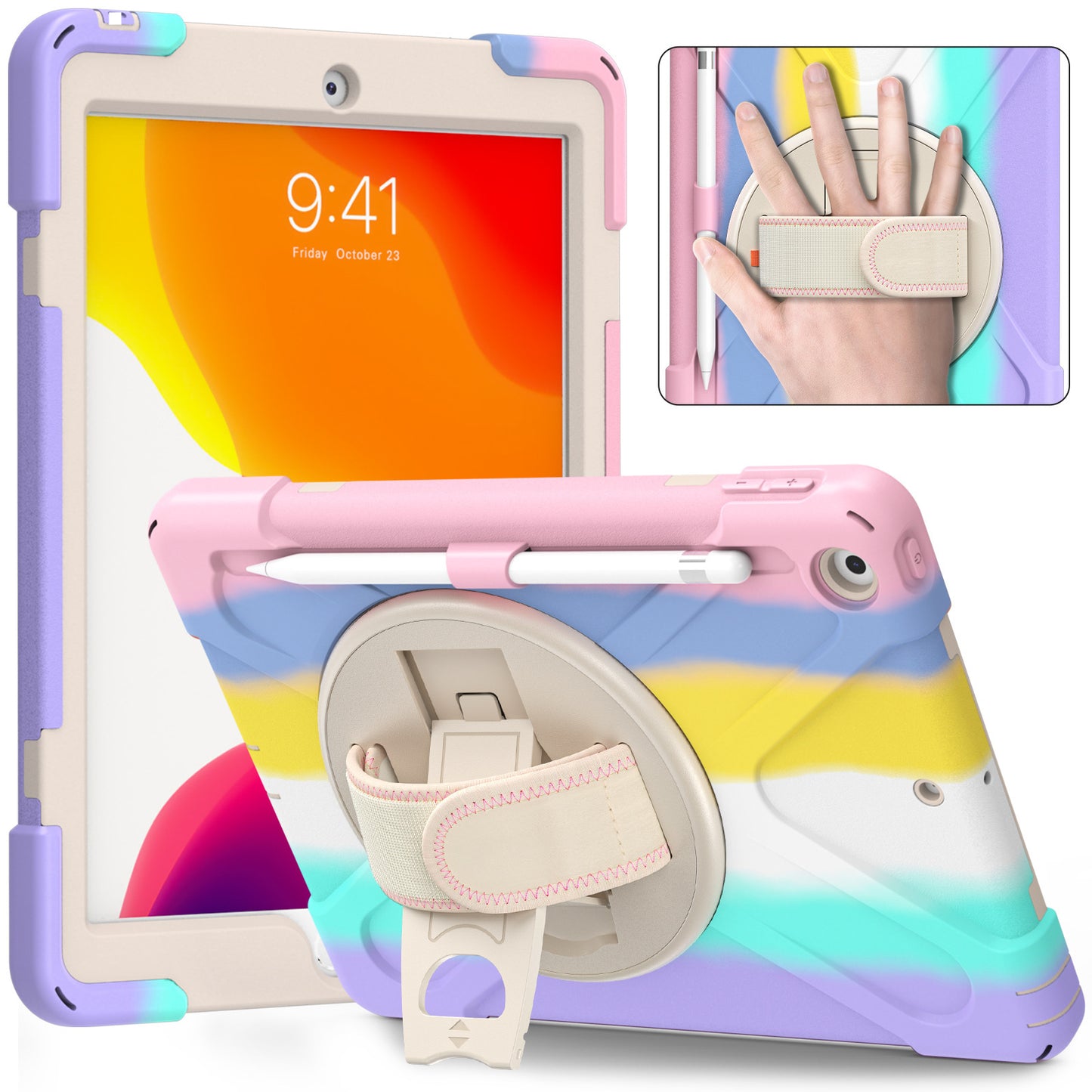 Flat Protective Colorful Powder Bracket Shell - iPad 10.2