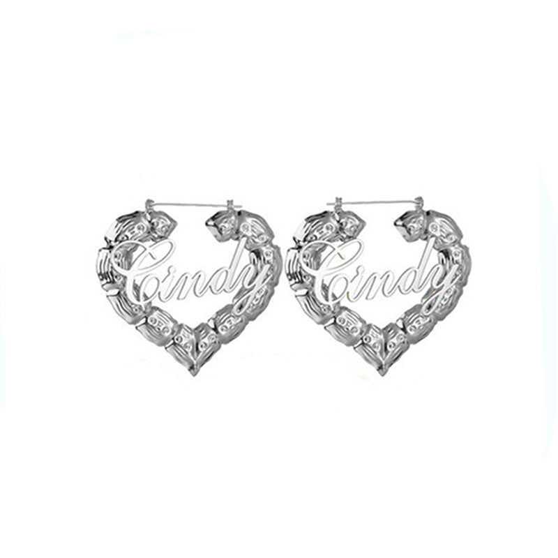 Bamboo Custom Name Hoop Earrings