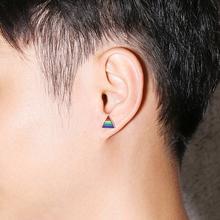 "Pyramid Pride" - Stainless Steel Rainbow Stud Earrings