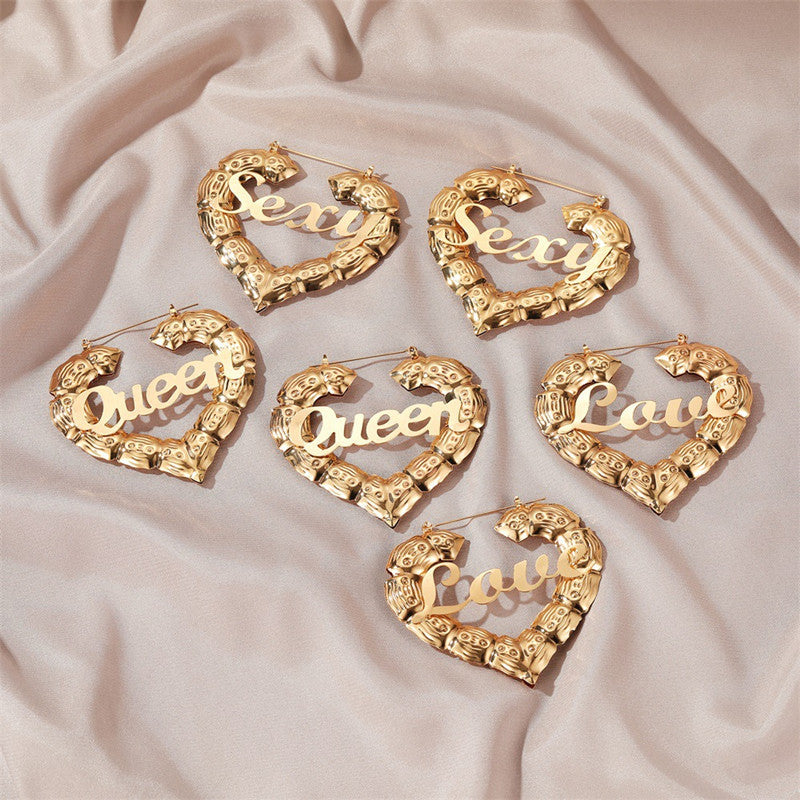 Bamboo Custom Name Hoop Earrings
