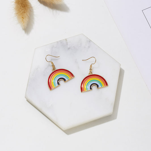 Oil Painting Rainbow Necklace Set