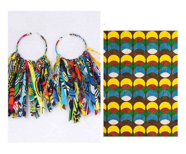 Ankara Dangle Hoop Earrings