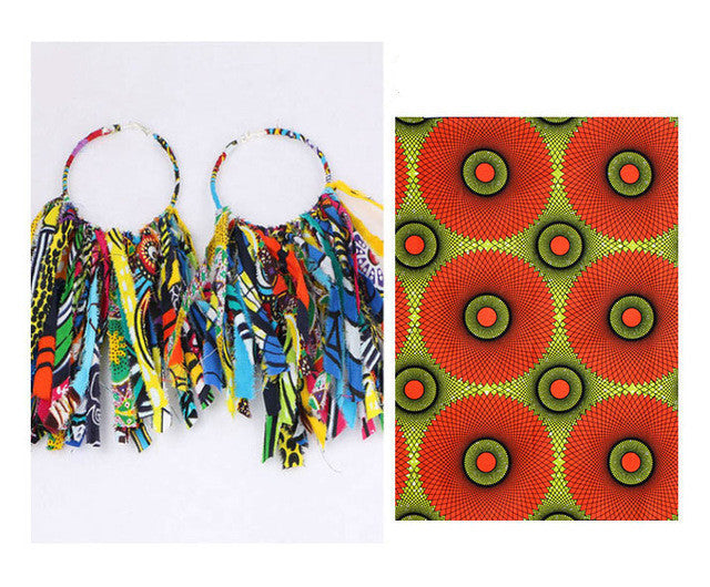 Ankara Dangle Hoop Earrings