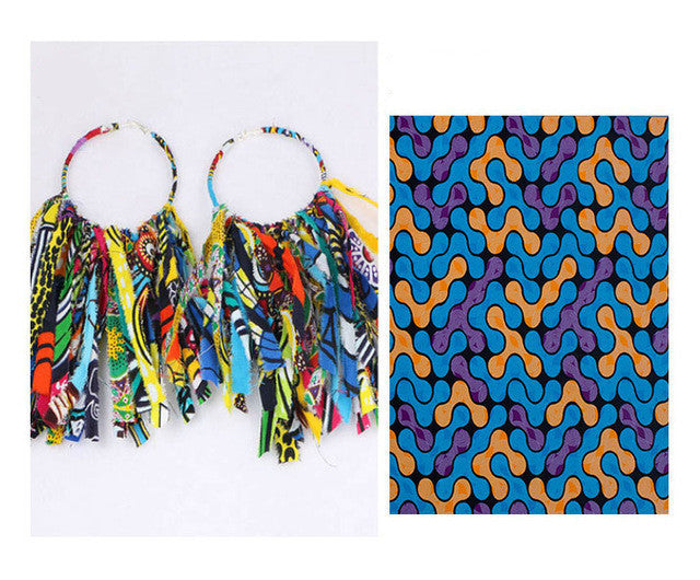 Ankara Dangle Hoop Earrings