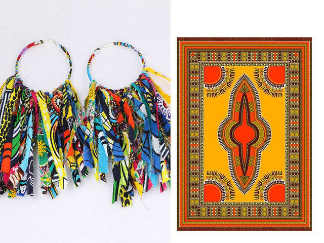 Ankara Dangle Hoop Earrings