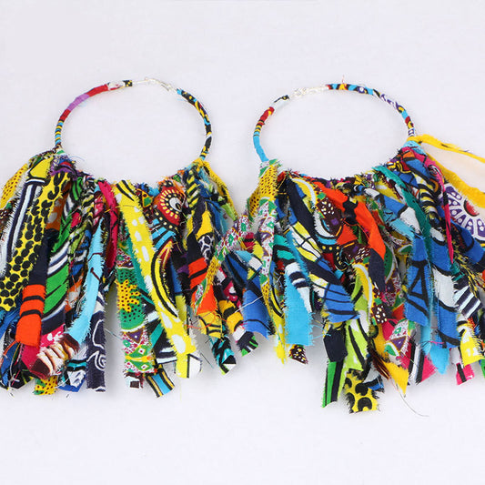 Ankara Dangle Hoop Earrings