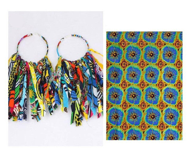Ankara Dangle Hoop Earrings