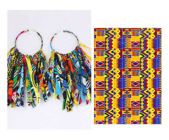 Ankara Dangle Hoop Earrings