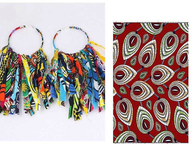 Ankara Dangle Hoop Earrings