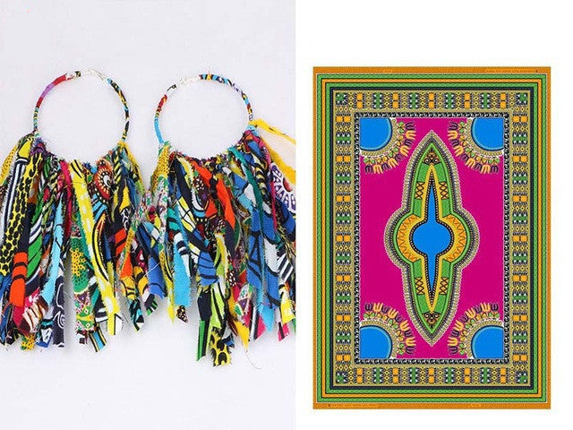 Ankara Dangle Hoop Earrings