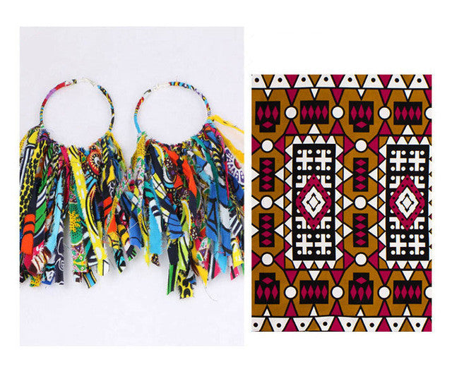 Ankara Dangle Hoop Earrings
