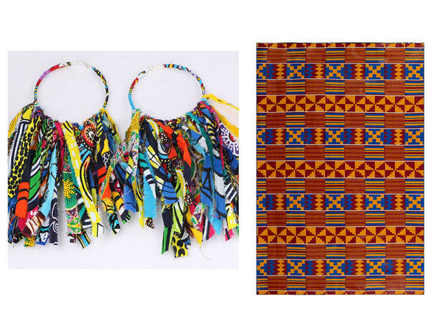 Ankara Dangle Hoop Earrings