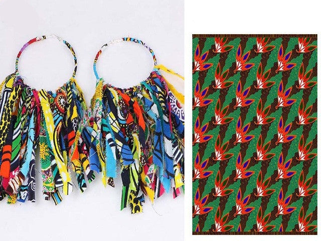 Ankara Dangle Hoop Earrings