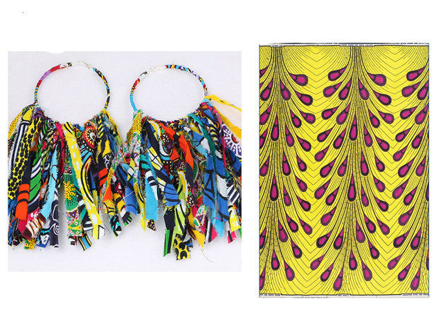 Ankara Dangle Hoop Earrings