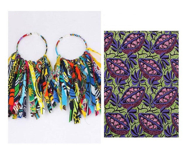 Ankara Dangle Hoop Earrings