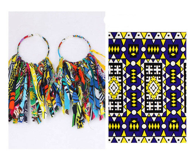 Ankara Dangle Hoop Earrings