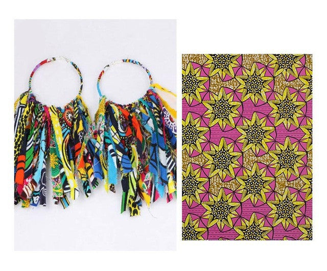 Ankara Dangle Hoop Earrings