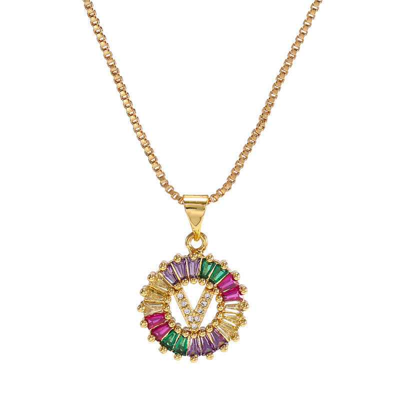 "Rainbow Letter" - Stainless Steel Pendant Necklace