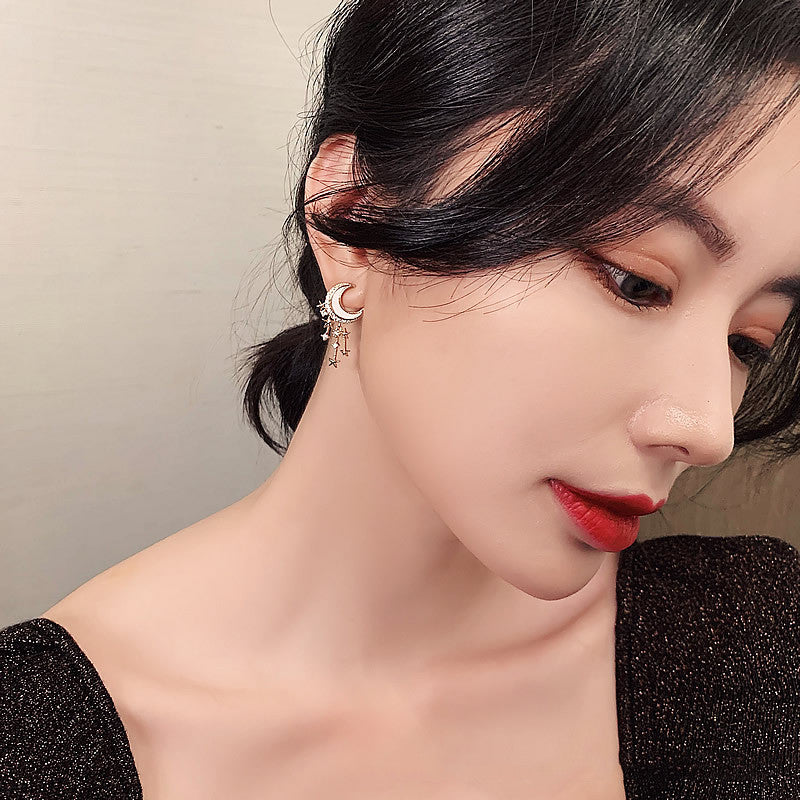 "Moon Over Stars" - Stud Earrings