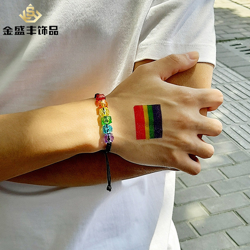 Braided Wax Rainbow Rope Bracelet