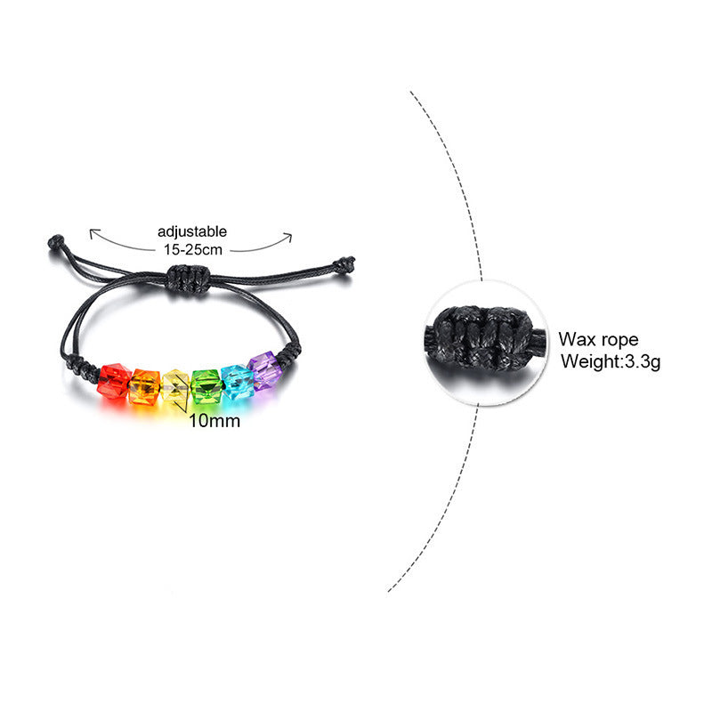 Braided Wax Rainbow Rope Bracelet