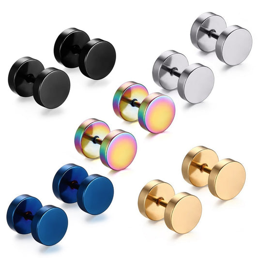 8MM Stainless Steel Barbell Earrings