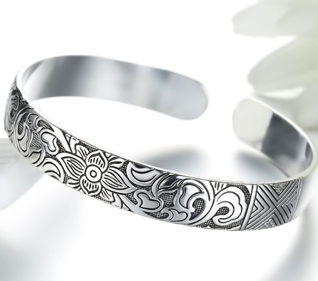 Copper Silver-plated Lotus Healing Bracelet