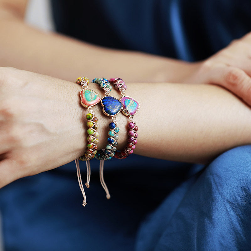 "Emperor Stone" - Handwoven Heart-shaped Bracelet