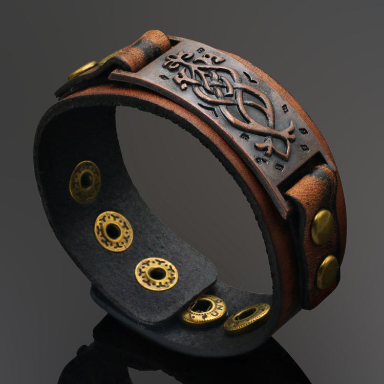 Square Wide Leather Bracelet