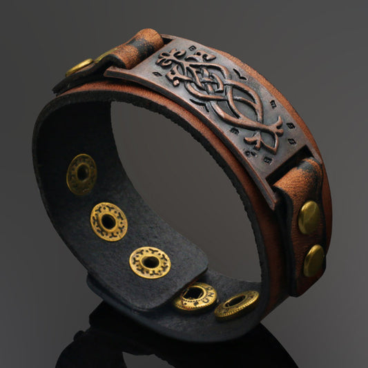 Square Wide Leather Bracelet