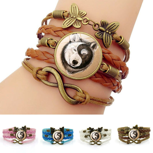 Vintage Wolf Yin Yang Bracelets