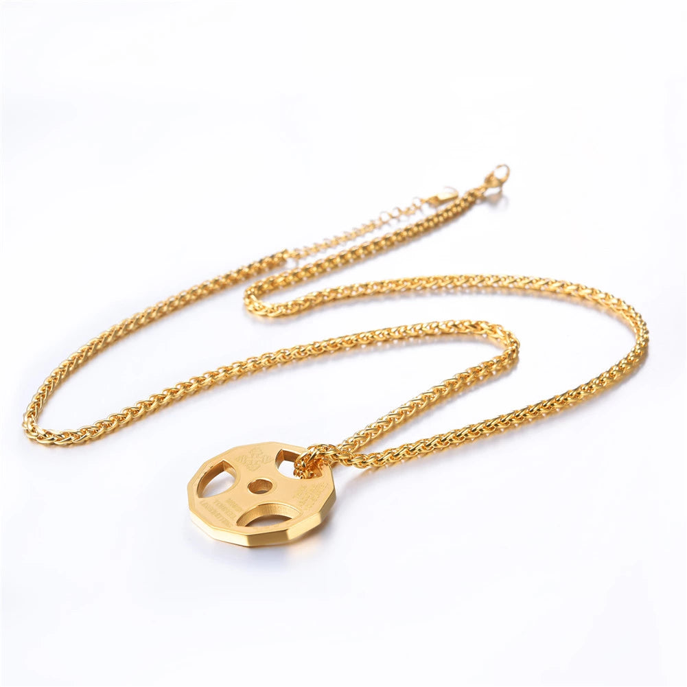 Stainless Steel Barbell Gym Necklace