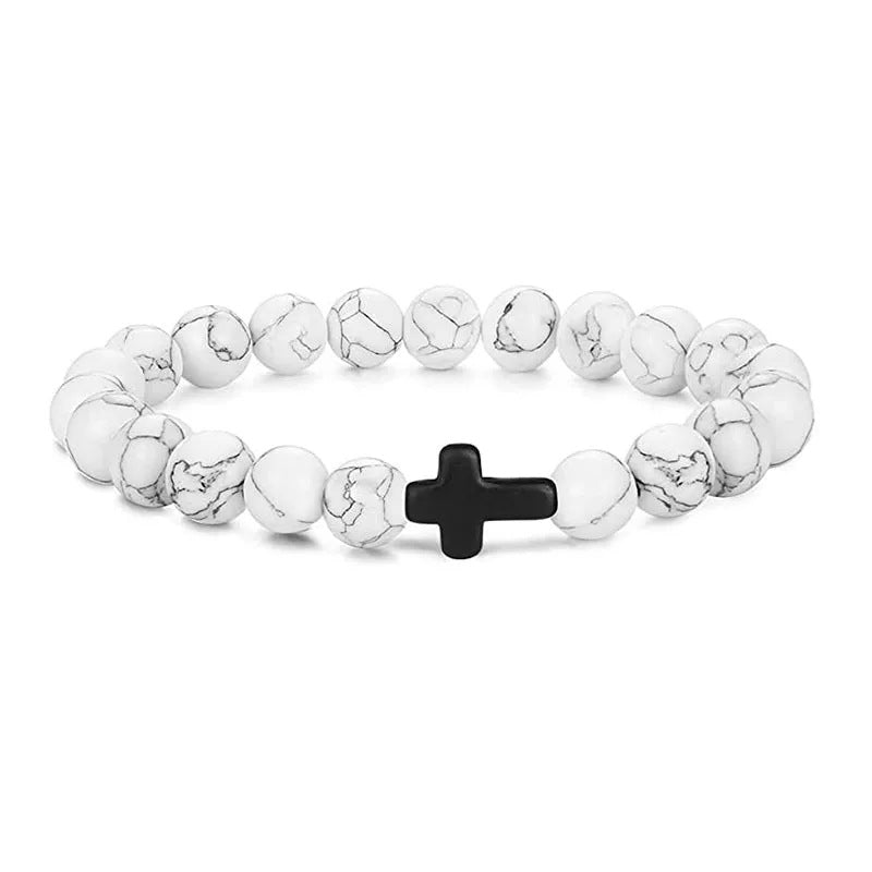 Natural Stone Beaded Cross Bracelets