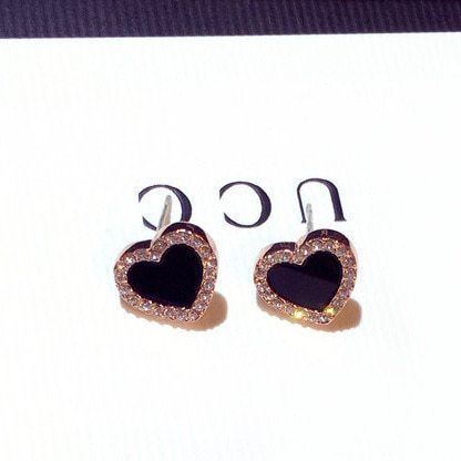 Enamel Heart and Butterfly Stud Earrings