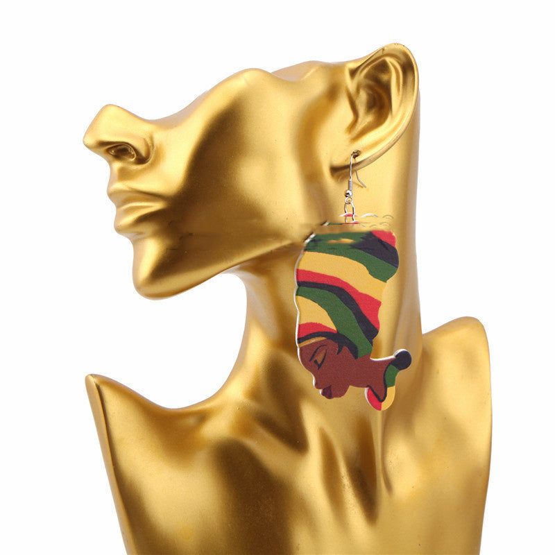 Multicolored Black Woman Dangle Earrings