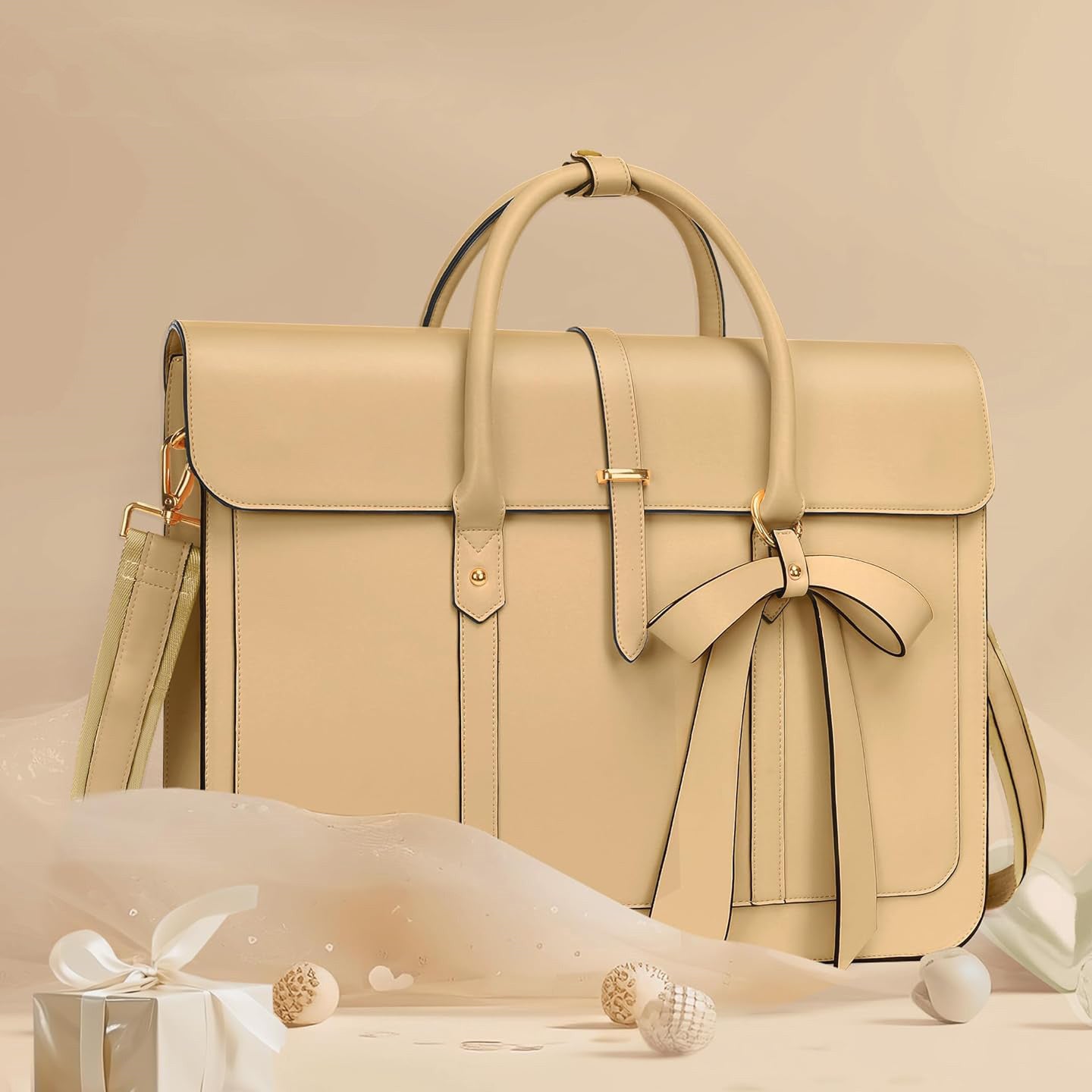 Faux Leather Large Capacity Laptop Tote Bag for Business
