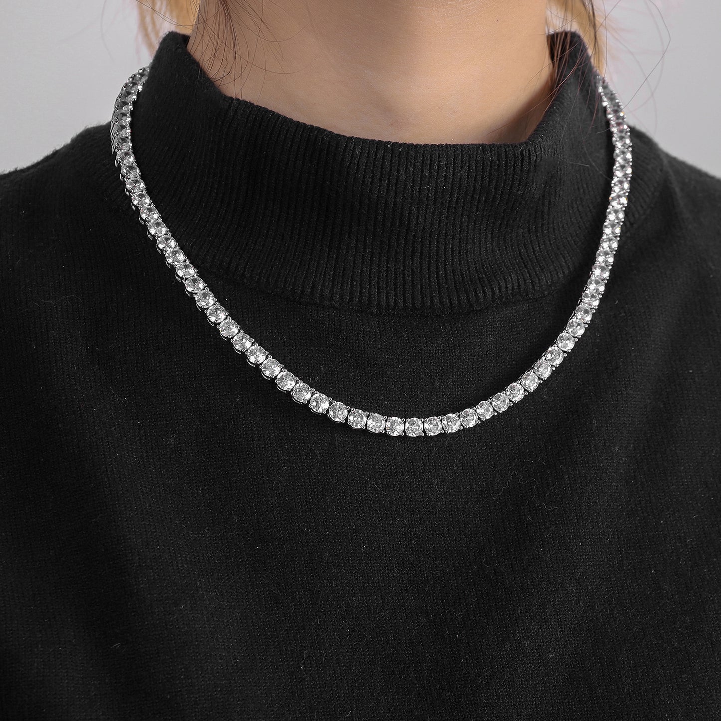 4mm Zircon Tennis Necklace for Women and Men
