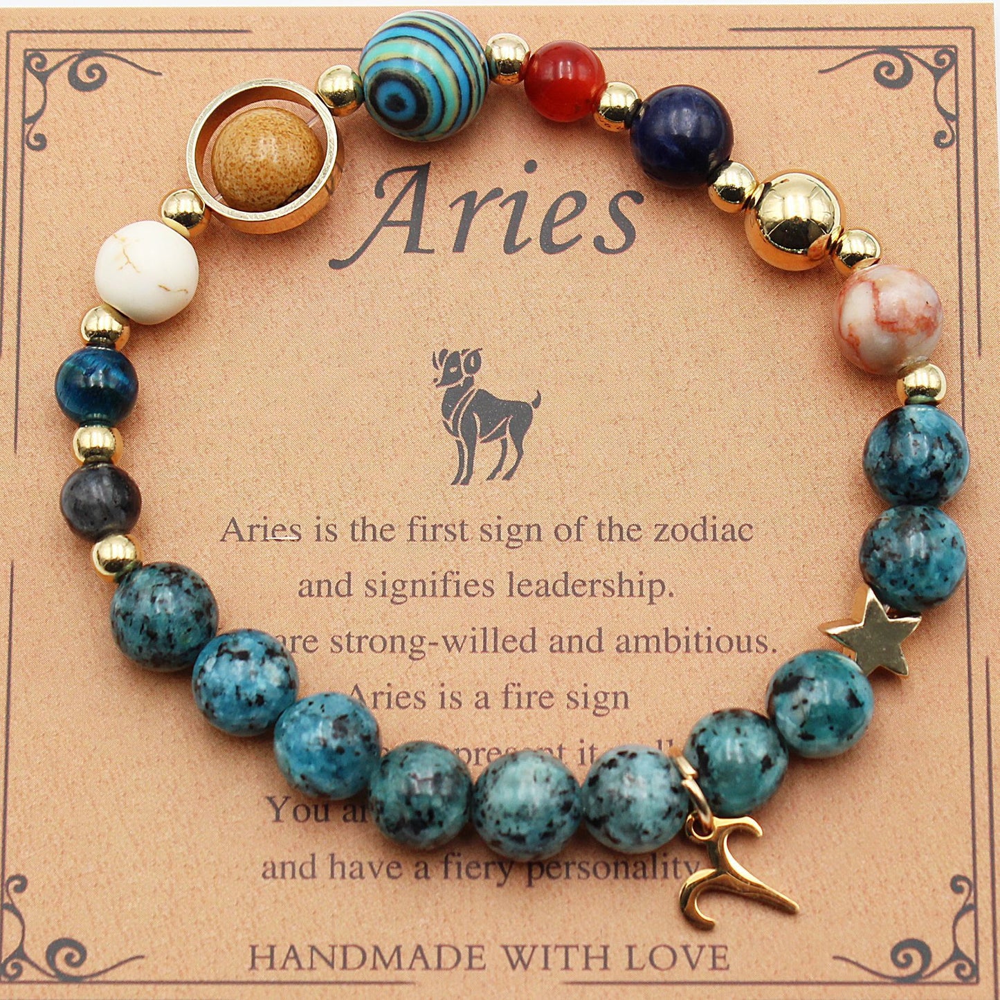 "Beads of Zodiac" - Natural Hemp Stone Bracelet