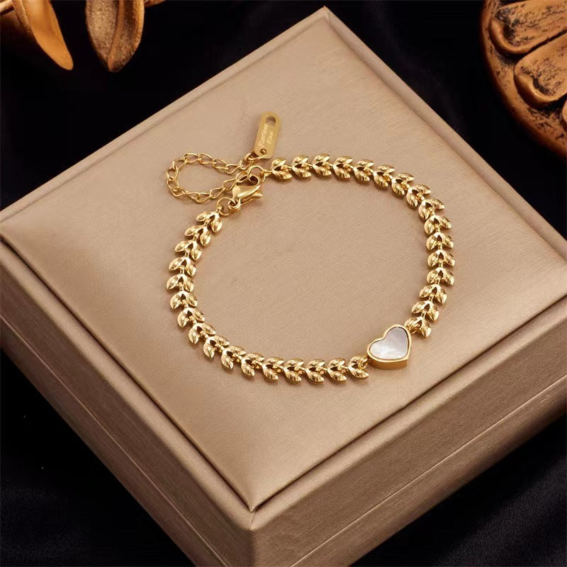Retro 18K Moonstone Shell Bracelet