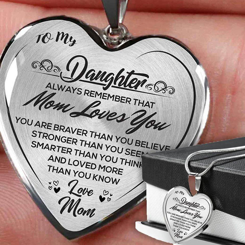 "To My Daughter, Love Mom" - Heart Epoxy Necklace