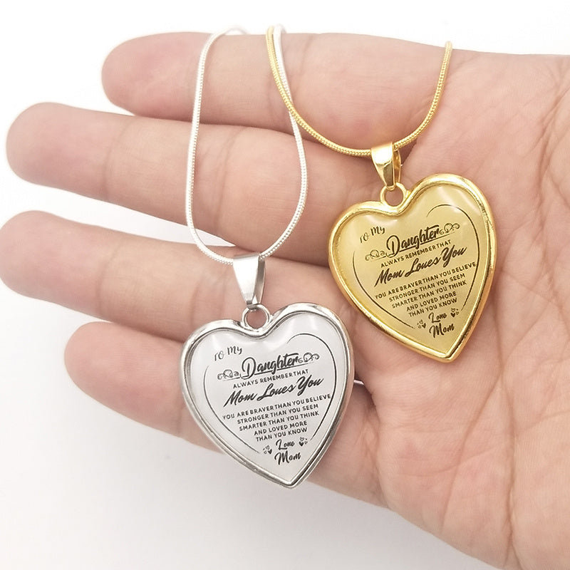 "To My Daughter, Love Mom" - Heart Epoxy Necklace