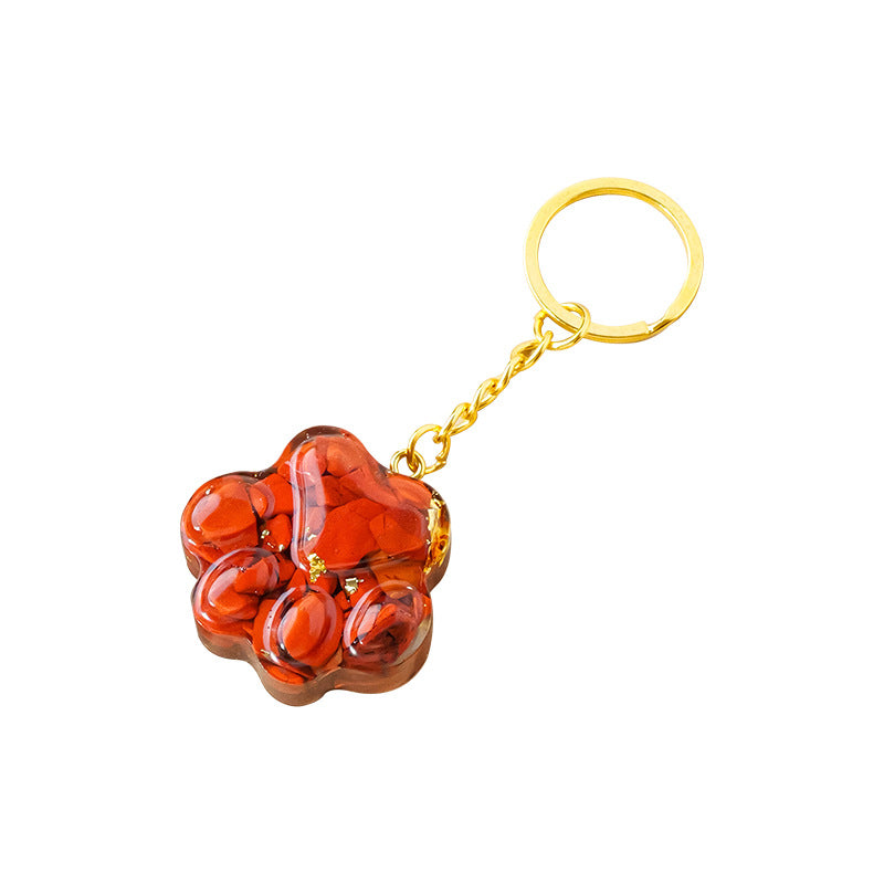 Natural Crystal Cat's Paw Keychain