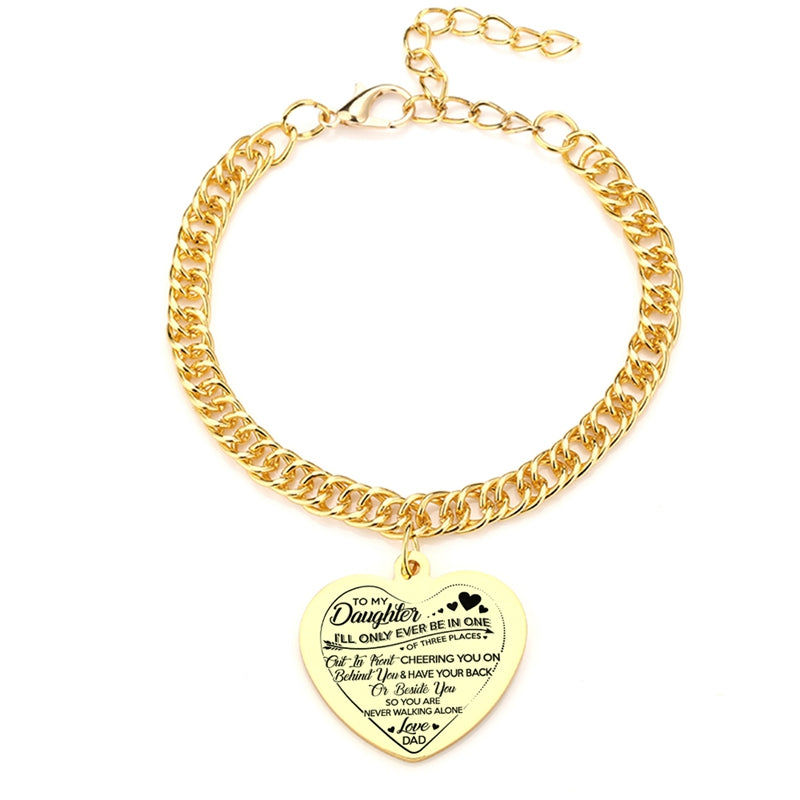 "To My Daughter" Heart Pendant Thick Chain Bracelets