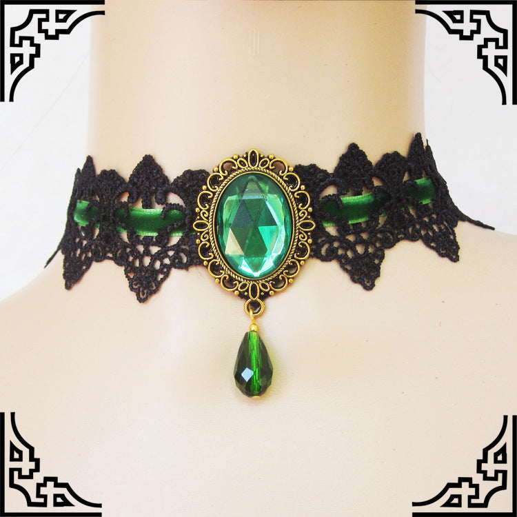 Vintage Lace Stone Necklace Choker