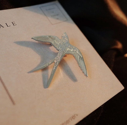 "Silver Bird" -  Metal Brooch