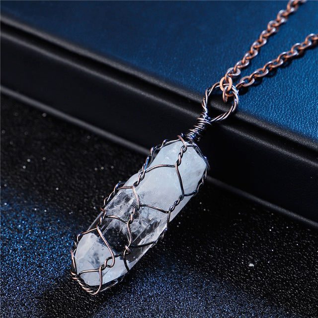 Natural Crystal Copper Wire Necklace For Women And Men